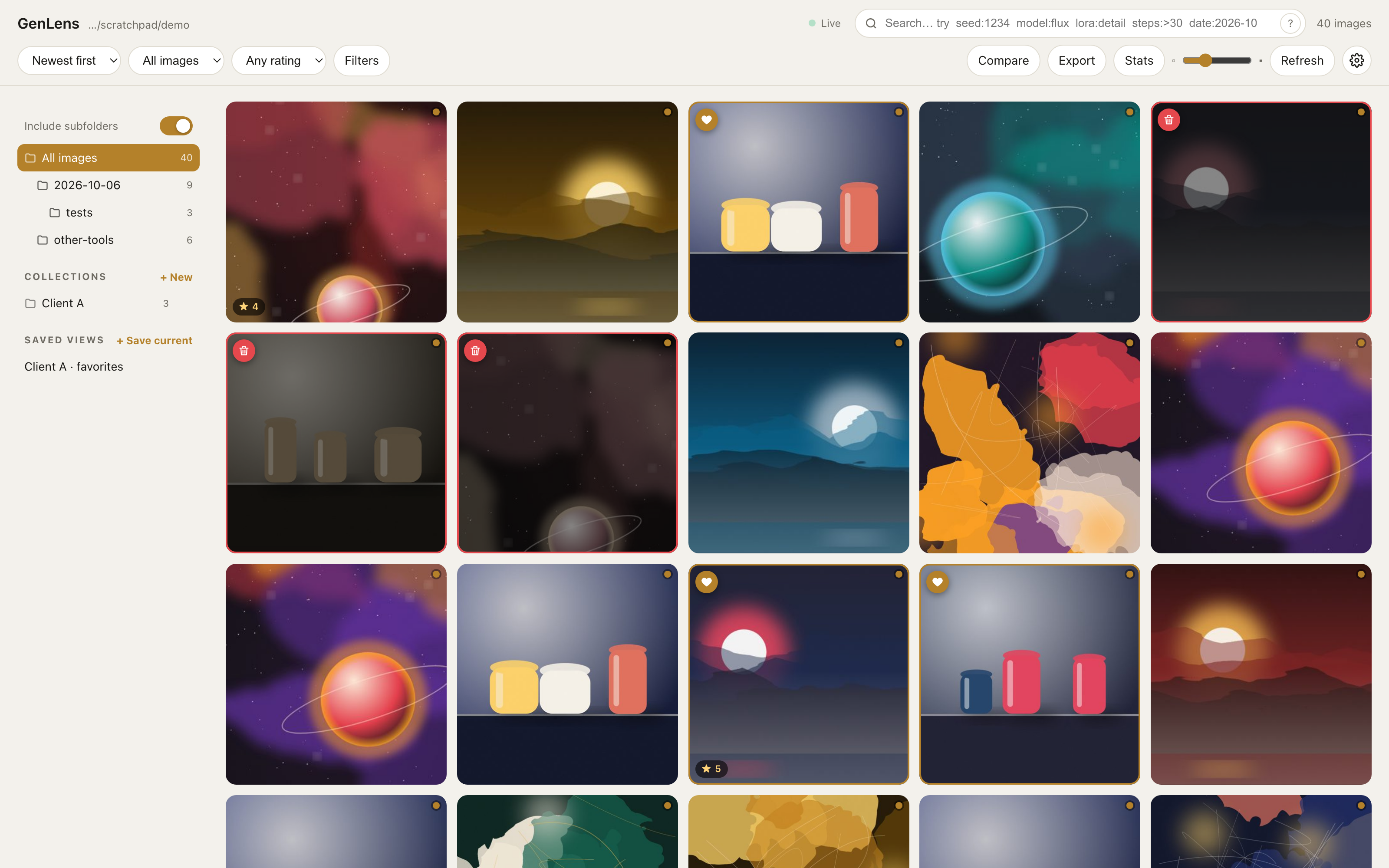 GenLens grid in the light theme